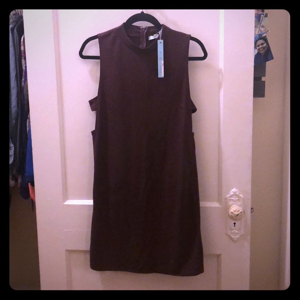 Suede Maroon dress with cut outs on the side